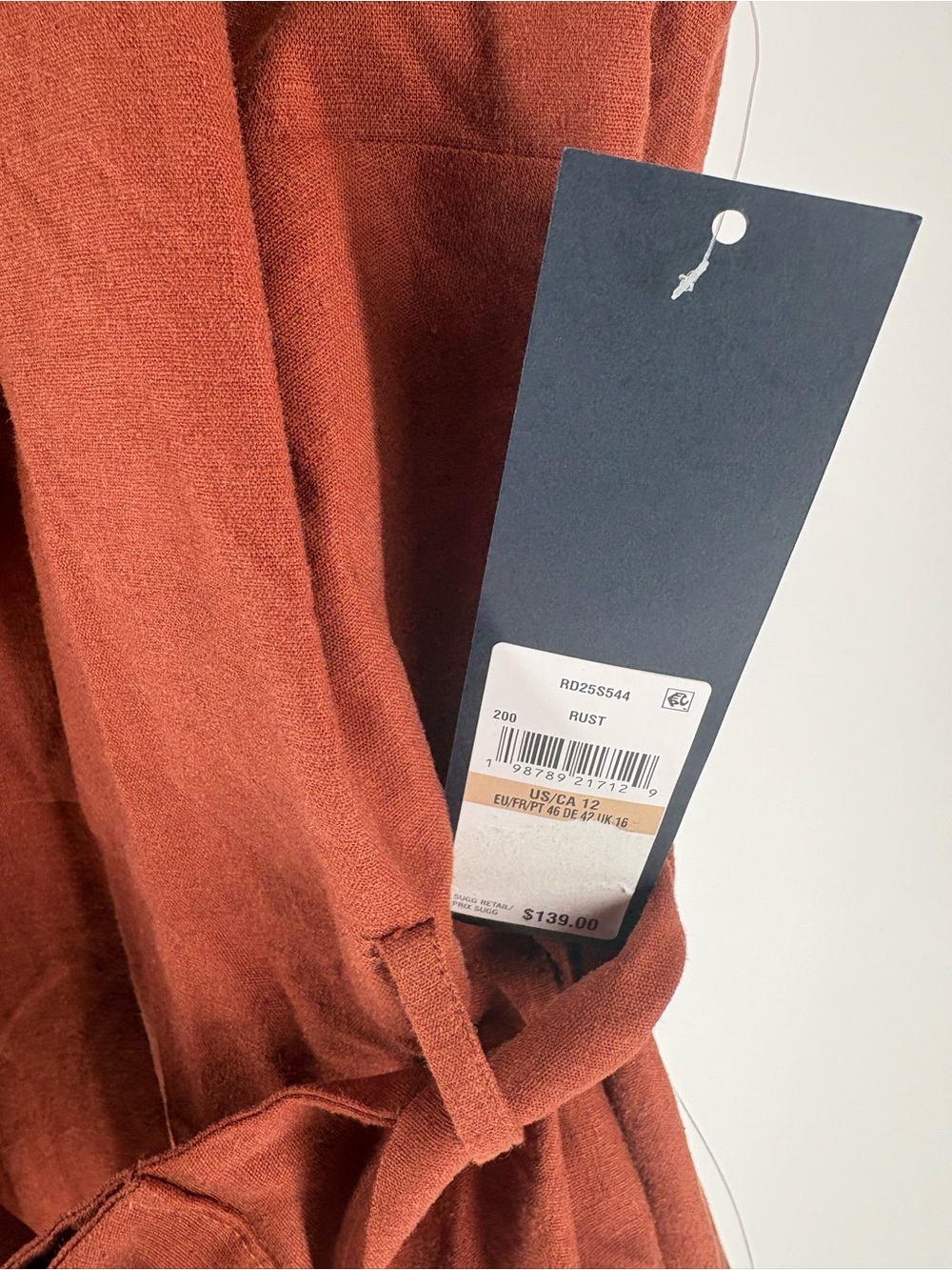 New RACHEL Rachel Roy Rust Cross-Neck Tie-Waist Mini Dress size 12 - Picture 6 of 6